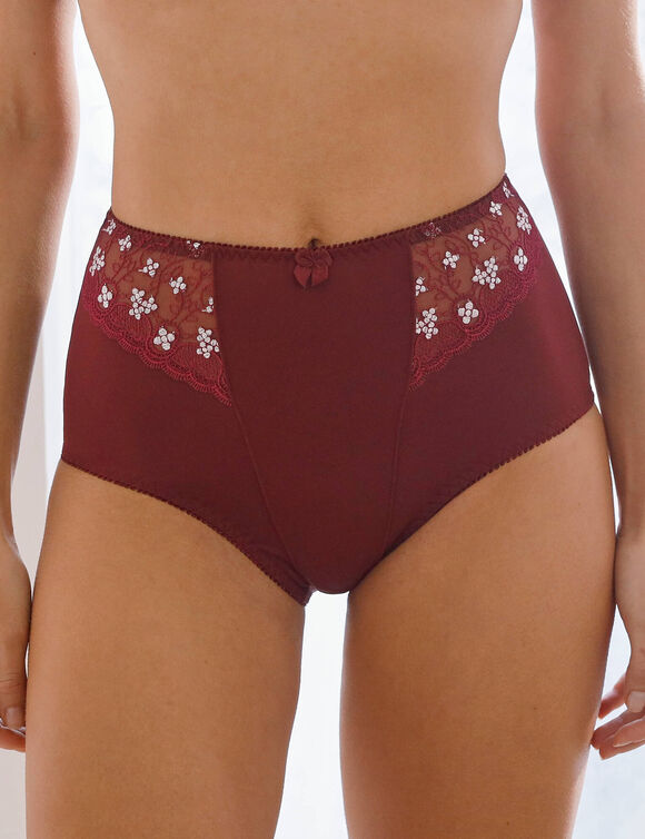 Gainette microfibre tulle brodé Caminata (prune) Gainette microfibre tulle brodé Caminata (prune)